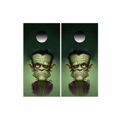 Frankensteins Monster Portrait Cornhole Wraps Kustom Franky Low Brow Art