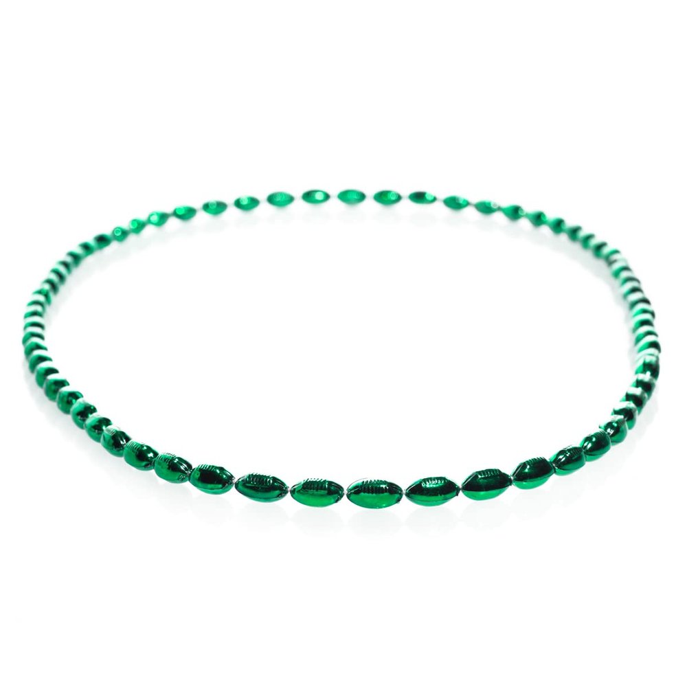 Anderson's Green Mini Football Bead Necklaces, 33 Inches, Set of 12, Fan Gear, Birthdays, Homecoming, Game Days, Sports Fan Gear,School Spirit, Football Cheerleader Accessories