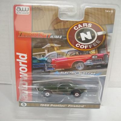 Auto World SC392-5B Cars N Coffee 1968 Firebird HO Scale Electric Slot Car - Green
