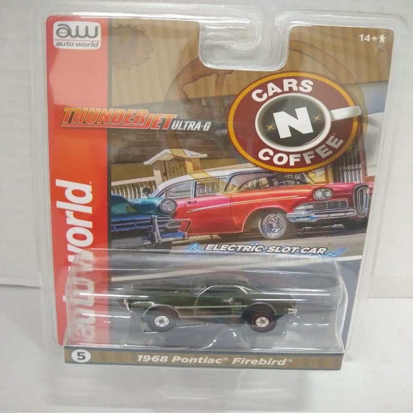 Auto World SC392-5B Cars N Coffee 1968 Firebird HO Scale Electric Slot Car - Green