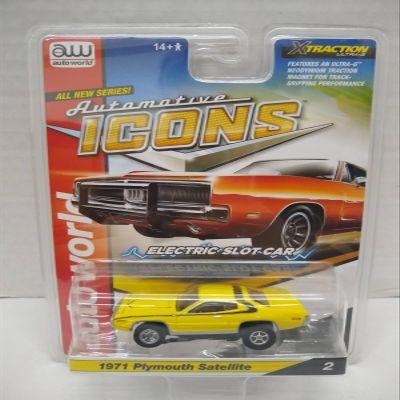 Auto World SC401-2 Automotive Icons 1971 Satellite HO Scale Electric Slot Car - Yellow