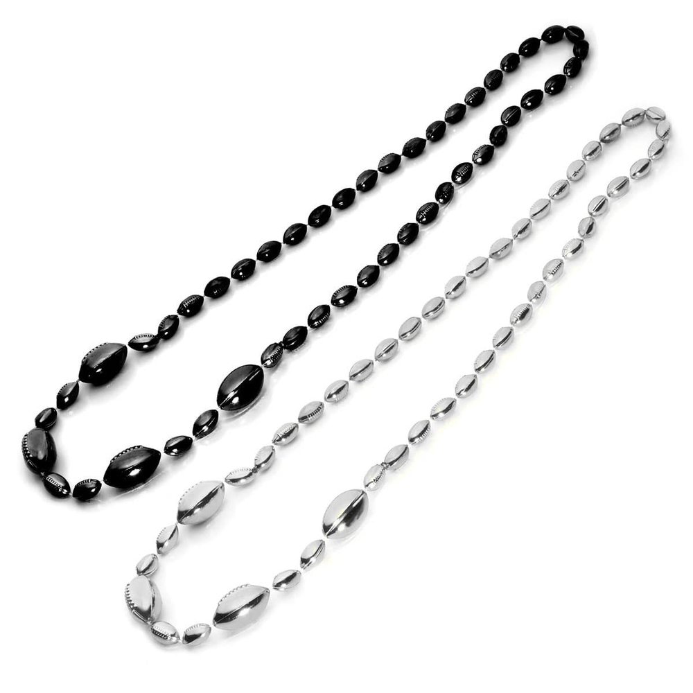 Anderson's Black and Silver Football Beads, 38 Inches, Set of 12, Fan Gear, Birthdays, Homecoming, Game Days, Sports Fan Gear,School Spirit, Football Cheerleader Accessories