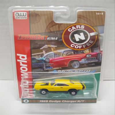 Auto World SC392-2A Cars N Coffee 1969 Charger R/T HO Scale Electric Slot Car - Yellow