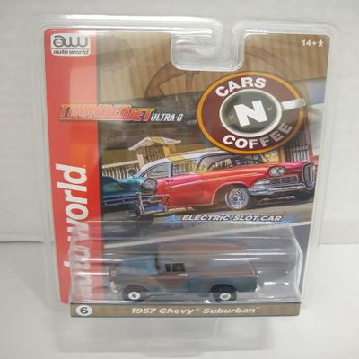 Auto World SC392-6B Cars N Coffee 1957 Suburban HO Scale Electric Slot Car - Unrestored