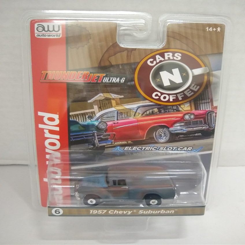 Auto World SC392-6B Cars N Coffee 1957 Suburban HO Scale Electric Slot Car - Unrestored