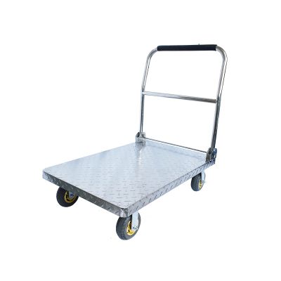 Trolley Platform Truck Heavy Load Capacity Stainless Steel Truck with Folding Handle and Silent Swivel Tires for Moving Platform Cart (C