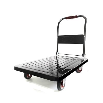 Platform Trolley Folding Platform Truck with Plastic Panel Metal Handle Silent Wheels Moving Pulsero Cart for Warehouse Garage Large Load Capacity Trolley Silver