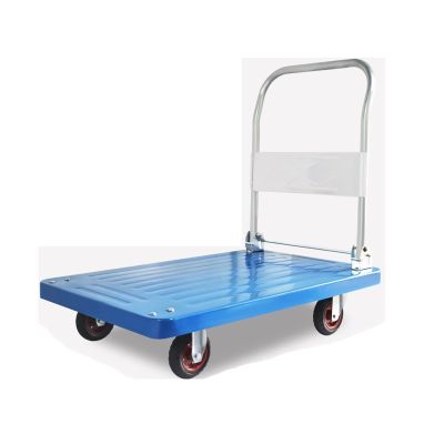 Wheelbarrow Platform Truck Steel and Plastic 2 Layers Deck Deck with 4 Wheels and Folding Handle Large Load Capacity Dolly for Moving Platform Cart ( Size : 66