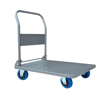 Trolley Platform Heavy Towing Steel Platform Cart with Handle and Silent Wheels for Warehouse Airport Moving Large Capacity Cargo Folding Hand Truck C