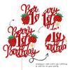 1 PCS Berry 1st Birthday Cake Topper with Flower Glitter Sweet Fruit Theme First Birthday Strawberry One Cake Pick for Strawberry Theme Baby Shower Kids 1st Birthday Party Cake Decorations Supplies view 3