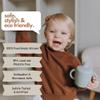 KIDSco. Silicone Sippy Cup with Easy Grip Transition Handles, Soft Spout and Straw. A Non Toxic No Spill Unbreakable Training Cup 5oz/150ml (Oat and Tan) view 3