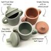 KIDSco. Silicone Sippy Cup with Easy Grip Transition Handles, Soft Spout and Straw. A Non Toxic No Spill Unbreakable Training Cup 5oz/150ml (Oat and Tan) view 4