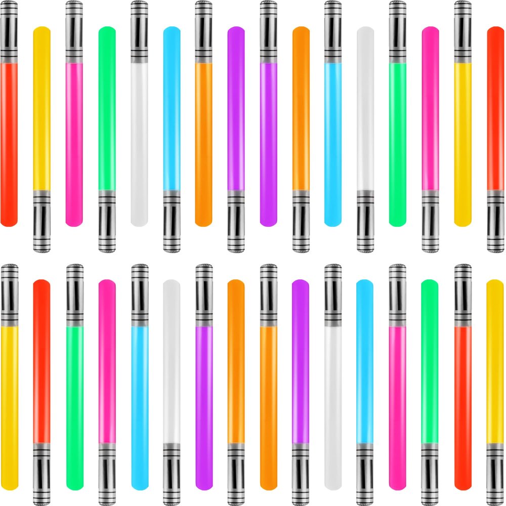 Cotiny 36 Pieces Inflatable Lightsabers Sword Toy Weapons Light Saber for Kids Teens Star Theme Party Supplies, 9 Colors