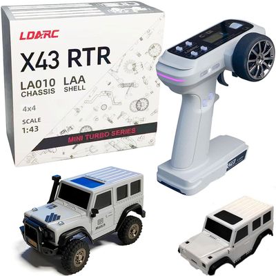 LDARC 1:43 Scale Mini RC Crawler RTR RC Rock Truck 4x4 2.4GHZ Hobby Grade Remote Control Car Model Vehicle RC Buggy, Comes with a DIY Replaceable Body Shell(Grey)