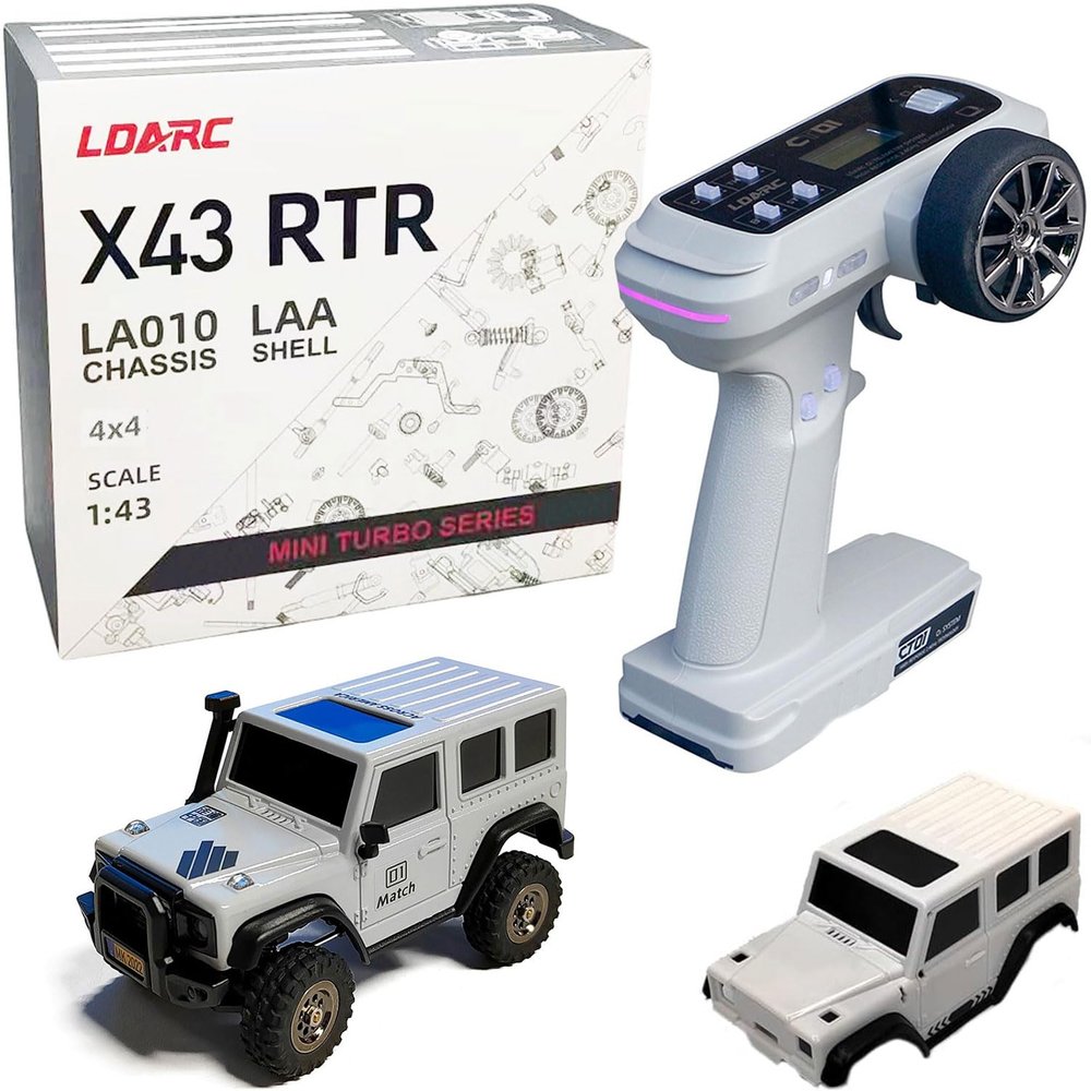 LDARC 1:43 Scale Mini RC Crawler RTR RC Rock Truck 4x4 2.4GHZ Hobby Grade Remote Control Car Model Vehicle RC Buggy, Comes with a DIY Replaceable Body Shell(Grey)