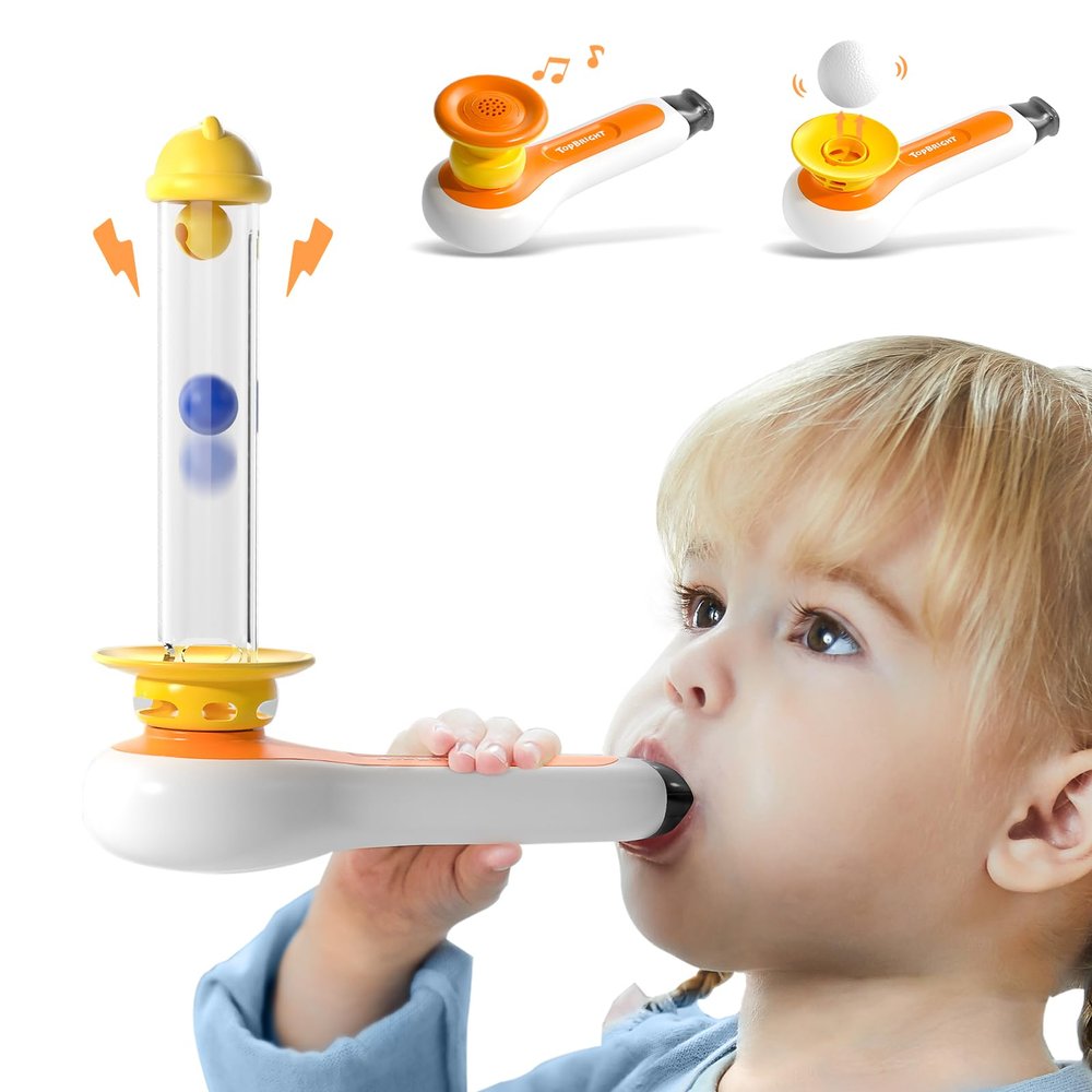 TOP BRIGHT 3 in 1 Sensory Toys for Toddler with Whistle, Ball Blowing, Floating Blow Pipe Balls Autism Sensory Products, Fine Motor Skills, Toddler Toys for 3 4 5 Year Old Boys Girls Gifts