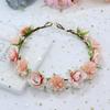 AKOAK 1 Pack Flower Crown, Bohemian Wreath for Girls Floral Tiara, Wedding Headband, Bride Bohemian Wreath/Baby Shower/Photo/Toddler (Flesh Pink) view 1