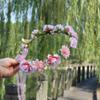 AKOAK 1 Pack Flower Crown, Bohemian Wreath for Girls Floral Tiara, Wedding Headband, Bride Bohemian Wreath/Baby Shower/Photo/Toddler (Flesh Pink) view 2