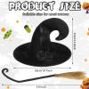 Hercicy 2 Pack Halloween Witch Broom Hat Set Witch Costume Accessories Hat with Flower Feather and Broom Props for Halloween Costume Party Supplies view 2