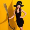 Hercicy 2 Pack Halloween Witch Broom Hat Set Witch Costume Accessories Hat with Flower Feather and Broom Props for Halloween Costume Party Supplies view 4