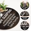 Baby Sleeping Sign for Front Door 12"x12" Please Do Not Knock Or Ring The Bell Round Wooden Hanging Plaque Sign Baby Room Decor for House Porch Yard Garden view 3