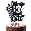 Black Glitter A Little Boo is Almost Due Cake Topper for Halloween Baby Shower/Gender Reveal/First Birthday Party Decoration Supplies view 1