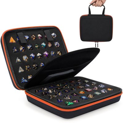 Aoriher 1 Pcs Dice Case with Removable Slotted Tray for Storage Game Storage Case Dice Holder Holds up to 70/10 Sets (Camel)