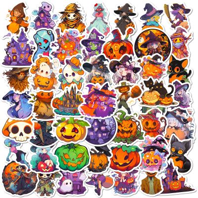 100PCS Non Repeating Halloween Cartoon Pumpkin Themed Stickers Party Favors Vinyl Waterproof Holiday Party, Halloween Children's Cartoon Party Stickers Decoration