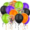 PheiLa 50 Pcs 12 Inch Halloween Balloons Orange Black Purple Green Confetti Balloons for Halloween Trick or Treat Party Spooky Ghost Party Bar Birthday Graduation Decoration view 1