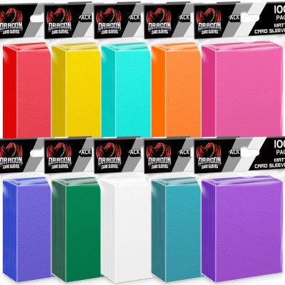 1000 Count Card Sleeves Toploaders for Trading Cards, 10 Colors Soft Baseball Card Sleeve for Standard Cards, Fit for MTG, Football Card, Sports Cards,Game Cards