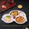 Doueat CPC Certified Stainless Steel Kids Plates, Easy to Clean, Preventing Surface Scratches. Toddler Food Tray with Cartoon Shapes and Divided Sections, Pack of 3 - Monkey view 4