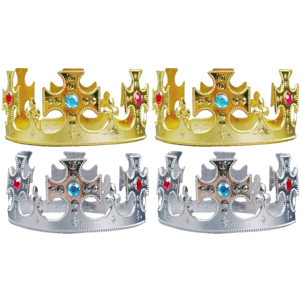 Abaodam Kids Birthday Crown Tiara Prince Party Favors Glitter Headwear 6.69 Inch Boys Girls Dress up Crowns for Wedding Halloween Celebration