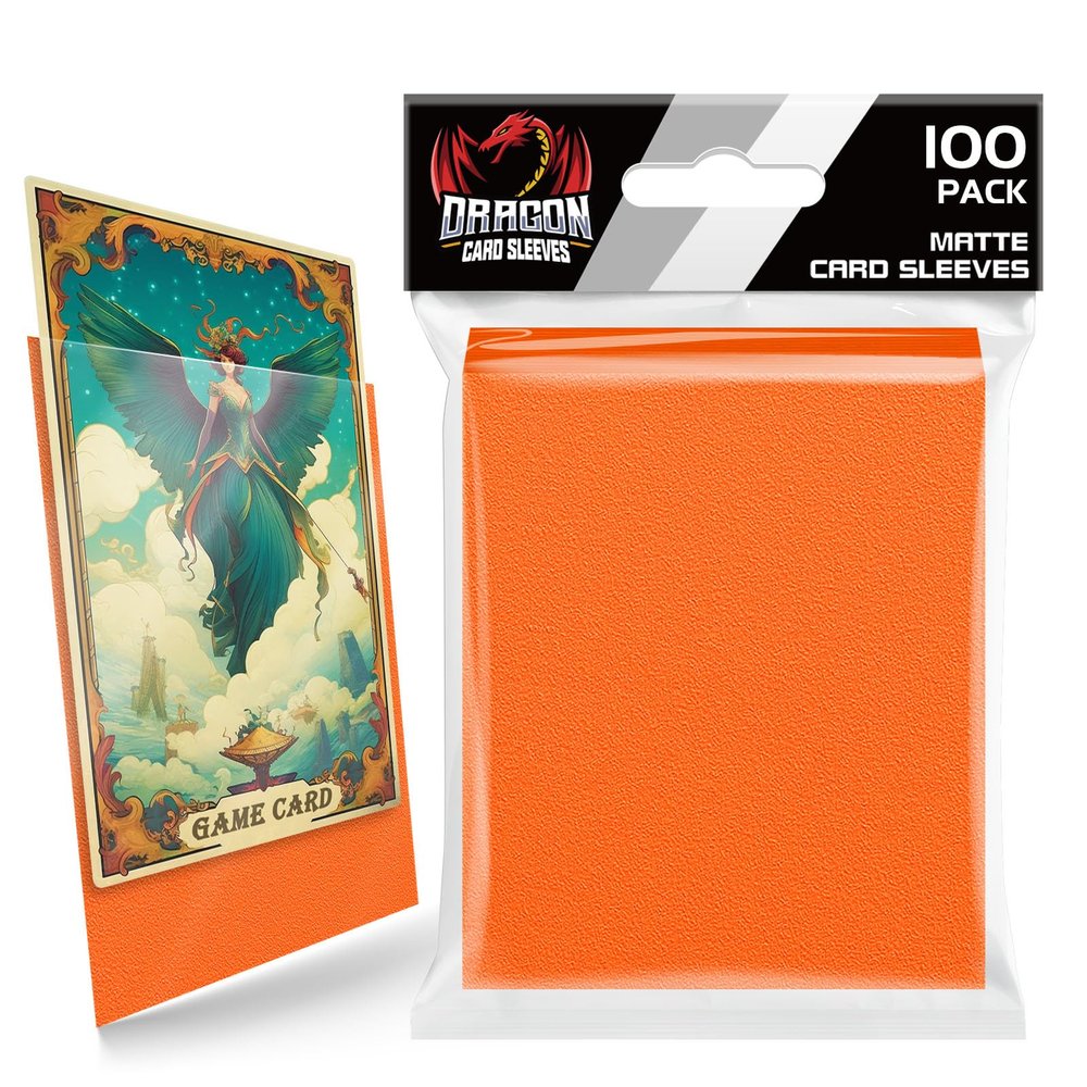 100 Count Matte Card Sleeves for Trading Cards, Standard Size Protective Sleeves Deck Card Protectors Fit for Baseball Cards, Sports Cards, MTG, Game Card Standard Cards (Orange)