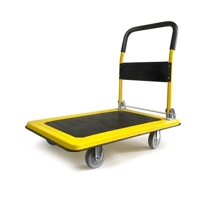 Wheelbarrow Platform Steel Platform Truck Small Folding Trolley with Swivel Wheels for Bookstore Restaurant Moving Trolley 440lbs Weight Capacity Cart Platform (Color : Black