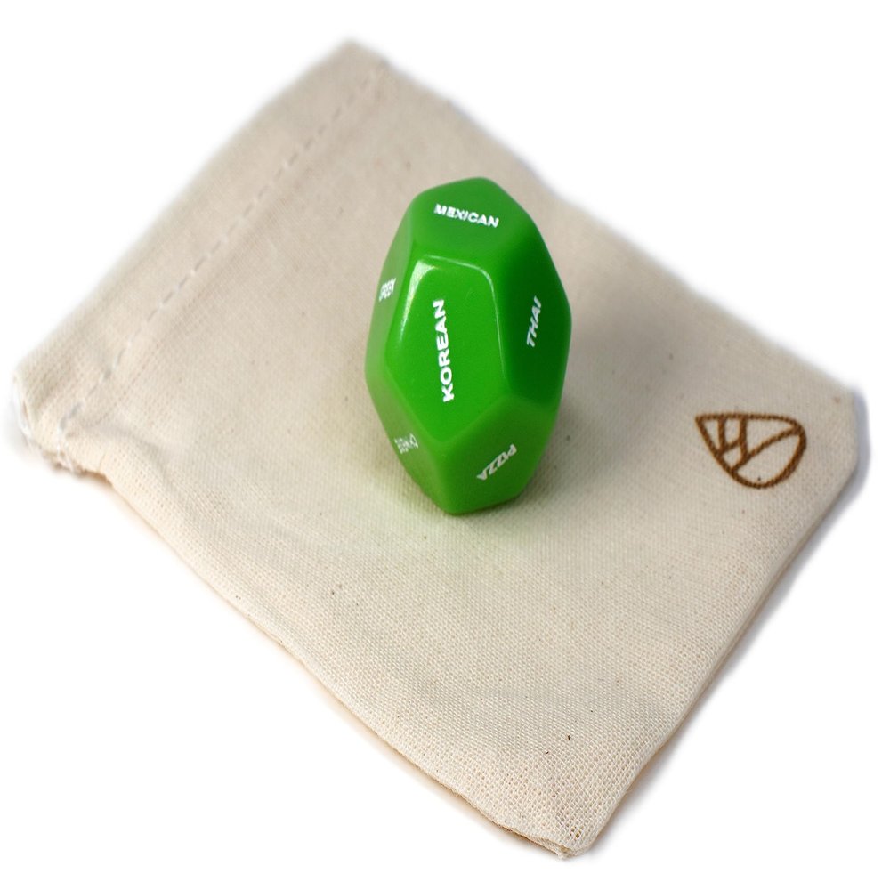 Customizable D12 Food Dice, Table Game Activity/Corporate dice, Foodie, Movie, Activity, DnD, Date Night for couples or friends, Birthday/Anniversary, Personalized Gift, Stocking Stuffers (Green)