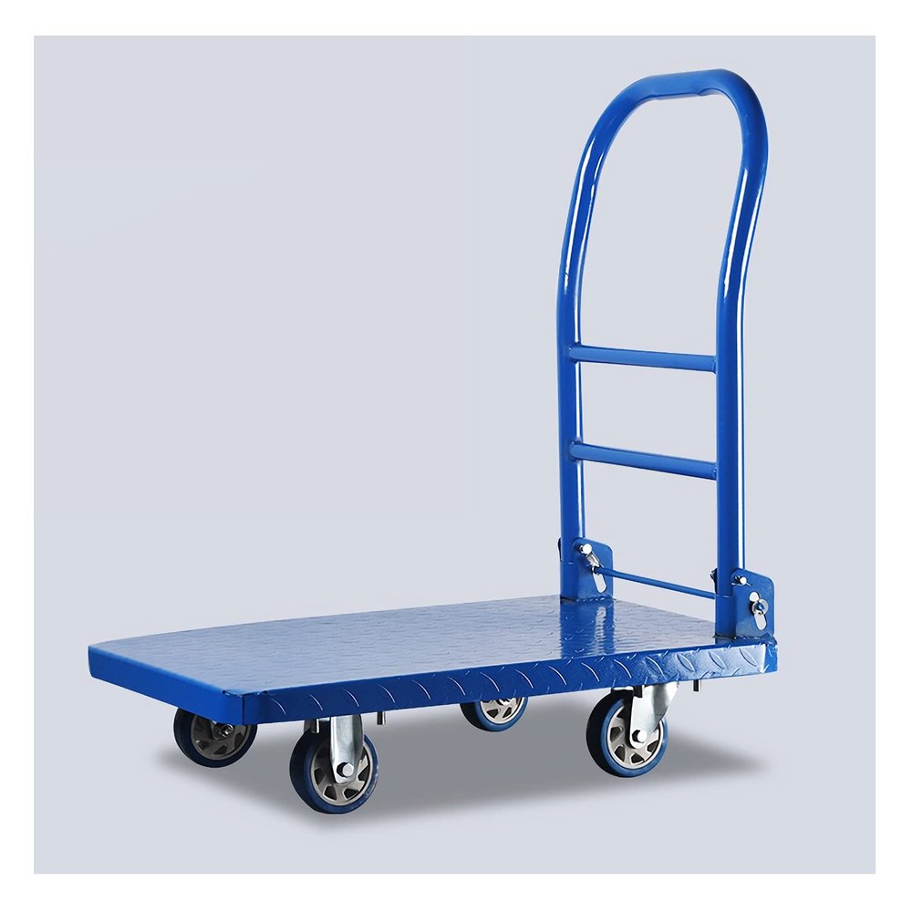 Wheelbarrow Platform Metal Hand Truck with Folding Handle and Universal Wheels for Iron Goods Transport Platform Push Cart Multi-Size Trolley Platform ( Size : 86*56 )