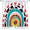 Kids Rainbow Curtains,Cute Cartoon Cow Design Rainbow Polyester Fabric Curtains for Babys Bedroom Nursery Playroom Living Room Child Rod Pocket Window Drapes 2 Panel Set,Total Size 52" x 84" view 1