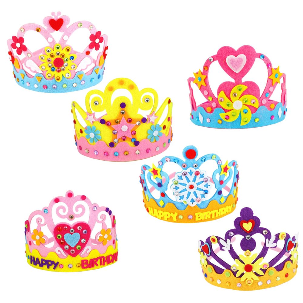 SAFIGLE 6pcs Boy Girl Birthday Crowns Creative Hats for Boys and Girls Handmade Felt Party Accessories for Birthday Celebrations Photo Props and Classroom Events