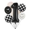 100% liked-One Happy Dude 1st Birthday Balloon Set  40" Black & White Smiley Face Foil + Latex Balloons, Checkered Baby Shower Decorations, Kids Party Supplies for Boys and Girls view 1