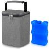 Accmor Breastmilk Cooler Bag with Ice Pack, Baby Bottle Cooler Bags, Insulated Tote Bags On The Go, Fits 4 Large 8oz Bottles, for Nursing Mom Daycare Travel, Grey view 1