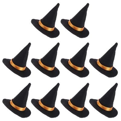 Abaodam Mini Felt Witch Hats 10Pcs Small Handmade Halloween Wine Bottle Covers Party Decorations Crafts Table Toppers