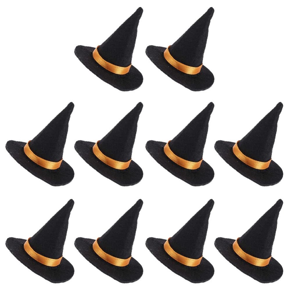 Abaodam Mini Felt Witch Hats 10Pcs Small Handmade Halloween Wine Bottle Covers Party Decorations Crafts Table Toppers