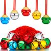 Gejoy 12 Pieces Christmas Bell Necklaces Large Jingle Bell Necklaces Christmas Party Accessories Stocking Stuffers for Craft Xmas Holiday Party Supplies(Multicolor) view 1