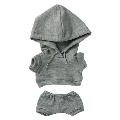 niannyyhouse 15cm Plush Doll Clothes Elastic Solid Sportswear Suits Hoodie Pants Soft Stuffed Plush Toy Dress Up Accessories (Gray, 15cm)