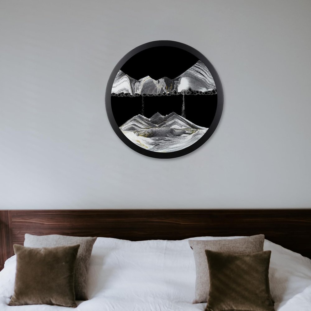 23.6" Moving Sand Art Wall Decor, 360 Rotatable Sand Wall Art Sand Art Picture Mounted Moving Sand Art Liquid Motion Hanging Deep Sea Moving Sand Pictures Art Relaxing Mood Home Office Work Decor