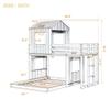 RUNNA Playhouse-Inspired Style Wooden Twin Over Full Bunk Bed, Loft Bed with Playhouse, Farmhouse, Ladder and Guardrails, for Girls Boys Teens (Antique Gray-Play-TOF) view 2