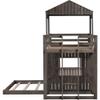 RUNNA Playhouse-Inspired Style Wooden Twin Over Full Bunk Bed, Loft Bed with Playhouse, Farmhouse, Ladder and Guardrails, for Girls Boys Teens (Antique Gray-Play-TOF) view 4