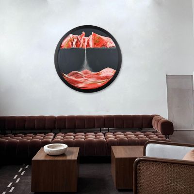 17.3" Moving Sand Art Wall Decor, Wall Decoration Painting Flowing Sand Painting Sand Wall Art Moving 360 Rotation Art Sandscape Decor 3D Sand Art Liquid Motion for Home and Office Decor
