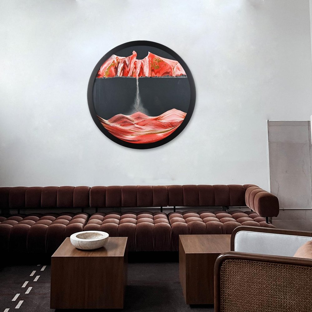17.3" Moving Sand Art Wall Decor, Wall Decoration Painting Flowing Sand Painting Sand Wall Art Moving 360 Rotation Art Sandscape Decor 3D Sand Art Liquid Motion for Home and Office Decor