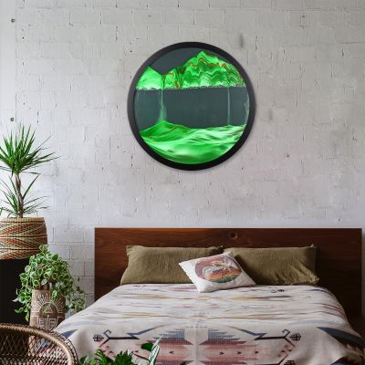 23.6" Moving Sand Art Wall Decor, 360 Rotatable Sand Wall Art Sand Art Picture Mounted Moving Sand Art Liquid Motion Hanging Deep Sea Moving Sand Pictures Art Relaxing Mood Home Office Work Decor